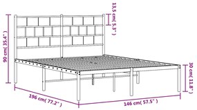 ΠΛΑΙΣΙΟ ΚΡΕΒΑΤΙΟΥ ΜΕ ΚΕΦΑΛΑΡΙ ΛΕΥΚΟ 140X190 ΕΚ. ΜΕΤΑΛΛΙΚΟ 355708