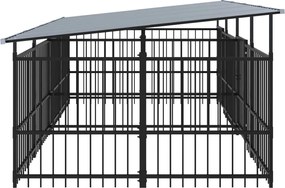 vidaXL Υπαίθριο Κλουβί Σκύλων με Οροφή από Χάλυβα 7,51 μ²