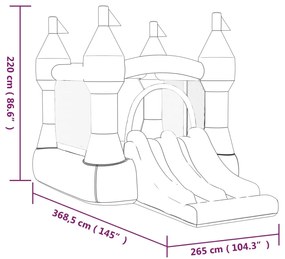Happy Hop Φουσκωτό Τραμπολίνο με Διπλή Τσουλήθρα 368,5x265x220 εκ. PVC