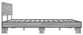 Πλαίσιο Κρεβατιού Γκρι Sonoma 180x200 εκ. Επεξ. Ξύλο &amp; Μέταλλο - Γκρι