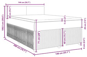 Κρεβάτι Boxspring με Στρώμα Σκούρο Γκρι 140x200 εκ. Βελούδινο - Γκρι