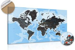 Εικόνα στο φελλό ενός σύγχρονου παγκόσμιου χάρτη - 90x60  peg