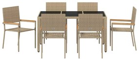 vidaXL Σέτ φαγητού για κήπο 7 pcs Μπεζ συνθετικό ρατάν