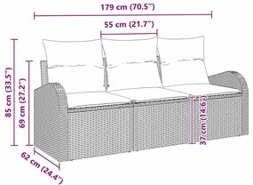 vidaXL Σετ Κήπου 3 Τεμαχίων με Μαξιλάρια Μπεζ Πολυ Ρατάν
