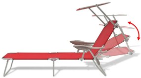 vidaXL Ξαπλώστρα Κόκκινη Ατσάλινη με Σκίαστρο