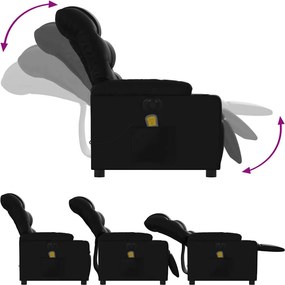 vidaXL Πολυθρόνα Μασάζ Ανακλινόμενη Ηλεκτρική Μαύρη Συνθετικό Δέρμα