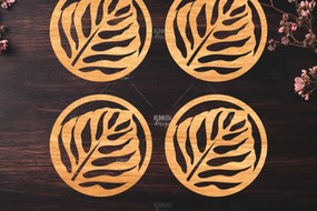 Σετ των 3 Intra απο ξύλο plywood 3mm-4mm πάχος Botanical Cup Coaster File Cut SV Δίασταση 15x15 cm INTRAFABR-121341072