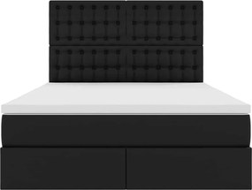 vidaXL Κρεβάτι Αποθήκης με κεφαλάρι Μαύρο 140 x 200 cm Τεχνητό Δέρμα