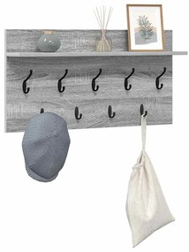 vidaXL Τοίχου Κρεμάστρα με ράφι Γκρίζο Σονομα 80 x 40 x 12 cm