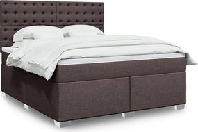 vidaXL Κρεβάτι Boxspring με Στρώμα Σκούρο Καφέ 180x200 εκ Υφασμάτινο