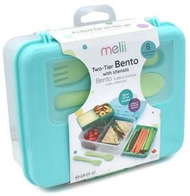 Melii – Φαγητοδοχείο Διώροφο Bento BPA Free Τυρκουάζ MEL21510