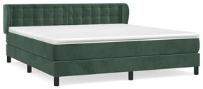 Κρεβάτι Boxspring με Στρώμα Σκούρο Πράσινο 180x200εκ. Βελούδινο - Πράσινο