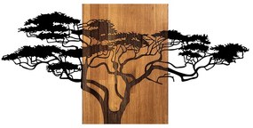 Διακοσμητικό τοίχου Acacia Tree Megapap ξύλινο - μεταλλικό χρώμα καρυδί - μαύρο 144x3x70εκ.-GP052-0057