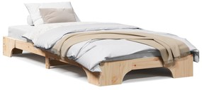 vidaXL Κρεβάτι Φυσικό Σκληρό ξύλο πεύκου 90 x 190 εκ. Εργονομικό