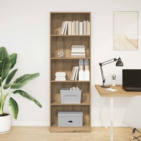 vidaXL Βιβλιοθήκη Αρτισιανή Δρυς 60x24x176 εκ. από Επεξεργασμένο Ξύλο