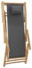 vidaXL Σεζλόνγκ Σκούρο Γκρι από Μπαμπού και Καραβόπανο