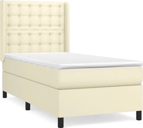 vidaXL Κρεβάτι Boxspring με Στρώμα Κρεμ 80 x 200 εκ. Συνθετικό Δέρμα