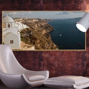 Πίνακας σε Plexiglass με Θέμα &#8220;Οία-Σαντορίνη&#8221; σε ξύλινη Κορνίζα - 80cmx50cm