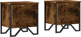 vidaXL Κομοδίνα 2 τεμ. Καπνιστή Δρυς 40x30x40 εκ. από Επεξεργ. Ξύλο