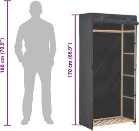 vidaXL Ντουλάπα Γκρι 79 x 40 x 170 εκ. Υφασμάτινη