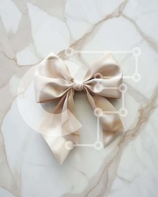 Intra Συλλεκτικό Ξύλινο Παζλ Plywood  4mm - Κομψός μπεζ σατέν φιόγκος σε μαρμάρινη επιφάνεια Σε Ξύλινο Κουτί - Διαστάσεις Puzzle: 10x10 cm – 25 κομμάτια