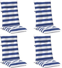 vidaXL Μαξιλάρι Εξωτερικού Χώρου 4 pcs Ύφασμα Μπλε και άσπρο