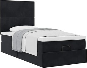 vidaXL Οθωμανικό κρεβάτι με στρώματα Μαύρο 80x200cm Velvet
