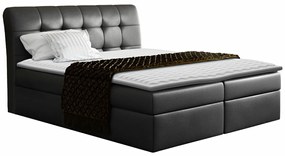 Κρεβάτι continental Baltimore 110, Διπλό, Continental, Μαύρο, 200x200, Οικολογικό δέρμα, Τάβλες για Κρεβάτι, 200x217x123cm, 187 kg, Στρώμα: Ναι