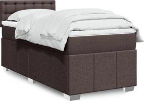 vidaXL Κρεβάτι Boxspring με Στρώμα Σκούρο Καφέ 100x200 εκ. Υφασμάτινο