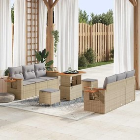 vidaXL Σετ Καναπέ Κήπου 9 pcs μπεζ και ανοιχτό γκρι 90 x 55 x 71 cm