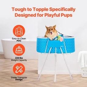 VEVOR Foldable Dog Bathtub Elevated Light Blue Pet Bathing Station for Dog &amp; Cat