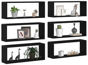 vidaXL Ράφια Τοίχου με ράφι Επιτοίχιο 6 pcs Μαύρη δρυς 60 x 15 x 23 cm