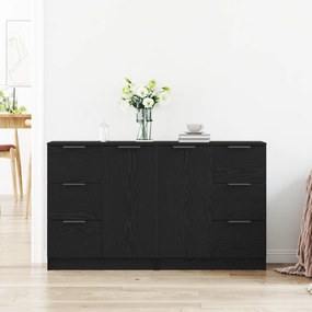 vidaXL Μπουφέδες 2 τμχ Μαύρο Δρυς 60x30x70 εκ Επεξεργασμένο ξύλο
