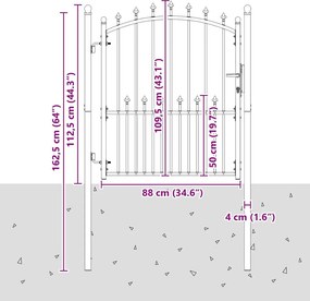 vidaXL Πύλη Φράχτη με Ακίδες EMMEN 125 x 100 εκ