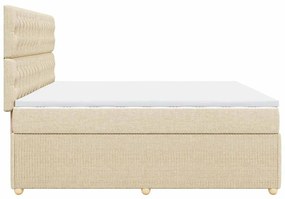vidaXL Κρεβάτι Boxspring με Στρώμα Κρεμ 200x200 εκ. Υφασμάτινο