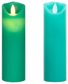 Κεριά LED Ηλεκτρ. Σετ 5 Τεμαχίων Θερμό Λευκό με Τηλεχειριστήριο - Πράσινο
