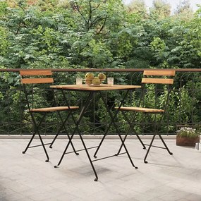 vidaXL Καρέκλες Bistro Πτυσσόμενες 2 τεμ. Μασίφ Ξύλο Teak και Ατσάλι