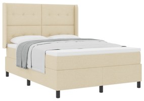 vidaXL Κρεβάτι με Στρώμα Cream 140x200 εκ Υφασμάτινο