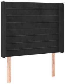 vidaXL Κρεβάτι Boxspring με Στρώμα &amp; LED Μαύρο 90x190 εκ. Βελούδινο
