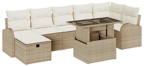 vidaXL Σετ Καναπέ Κήπου με μαξιλάρι 8 pcs Μπεζ Πολυ ράταν