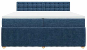 vidaXL Κρεβάτι Boxspring με Στρώμα Μπλε 200x200 εκ. Υφασμάτινο