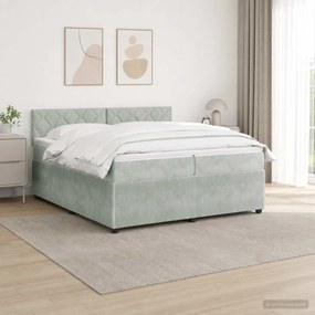 vidaXL Κρεβάτι box spring με στρώμα Ανοιχτό γκρι 200 x 200 cm Βελούδο