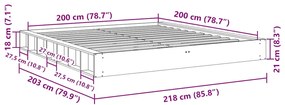 ΠΛΑΙΣΙΟ ΚΡΕΒΑΤΙΟΥ ΧΩΡΙΣ ΣΤΡΩΜΑ 200X200 CM ΜΑΣΙΦ ΞΥΛΟ ΔΡΥΣ 3324127