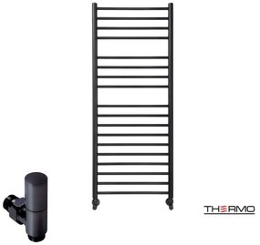 Thermo BELLAVIA Θερμαινόμενη πετσετοκρεμάστρα από ανοξείδωτο χάλυβα με υδραυλική λειτουργία, 120x50cm Silk Black