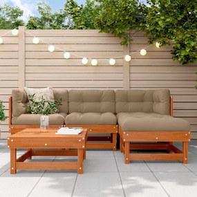 vidaXL Σετ Ξαπλώστρας Κήπου 5 pcs Κερωμένο Καφέ Στερεό πεύκο