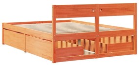 vidaXL Σκελετός Κρεβατιού Χωρίς Στρώμα Καφέ 140x190 Μασίφ Ξύλο Πεύκου