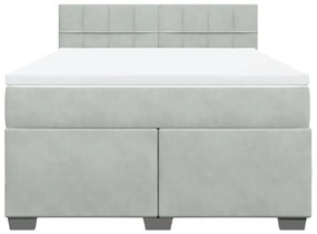 vidaXL Κρεβάτι Boxspring με Στρώμα Ανοιχτό Γκρι 160x200 εκ. Βελούδινο