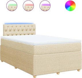 vidaXL Κρεβάτι Boxspring με Στρώμα Κρεμ 120x190 εκ. Υφασμάτινο