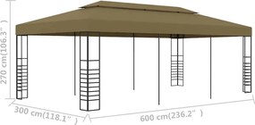 vidaXL Κιόσκι 6 x 3 x 2,7 μ. Taupe 180 γρ/μ²