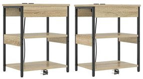 VidaXL Κομοδίνο 2 τεμ. Δρύς Sonoma 41 x 31 x 51 εκ. Επεξεργασμένο Ξύλο